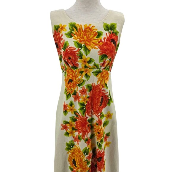 Vintage Pomare Womens XS Dress Hawaiian Floral Sleeveless Maxi A-line Tropical - Picture 3 of 9